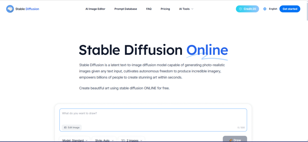 an image of stable difusions homepage