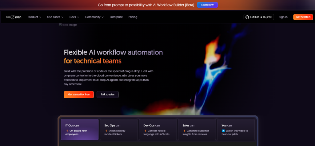 Screenshot of N8n's homepage