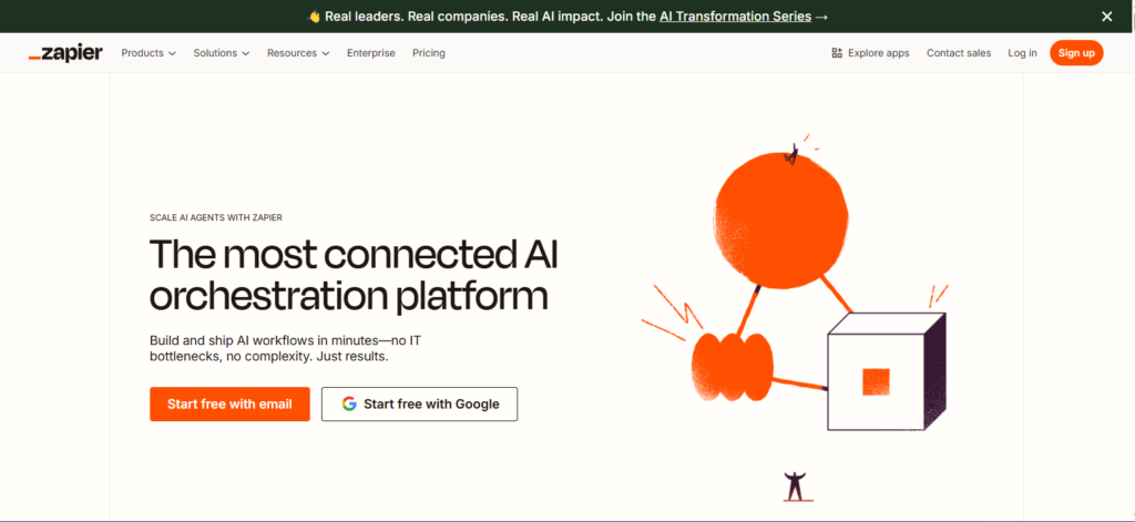 Zapier's homepage Screenshot