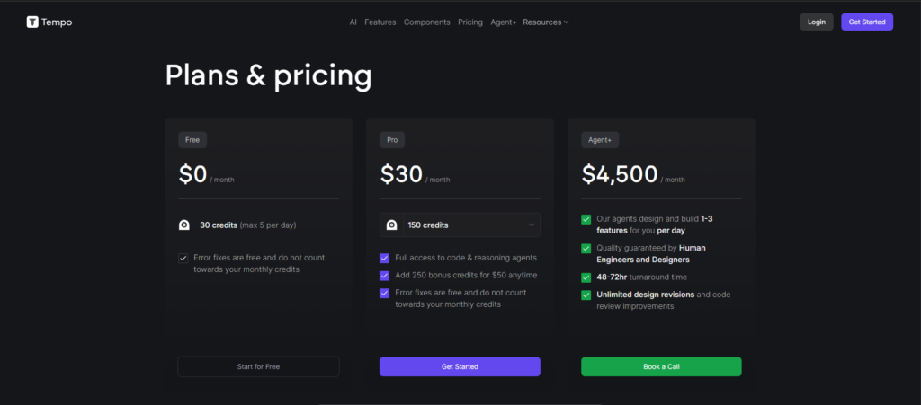 Tempo Pricing Plan